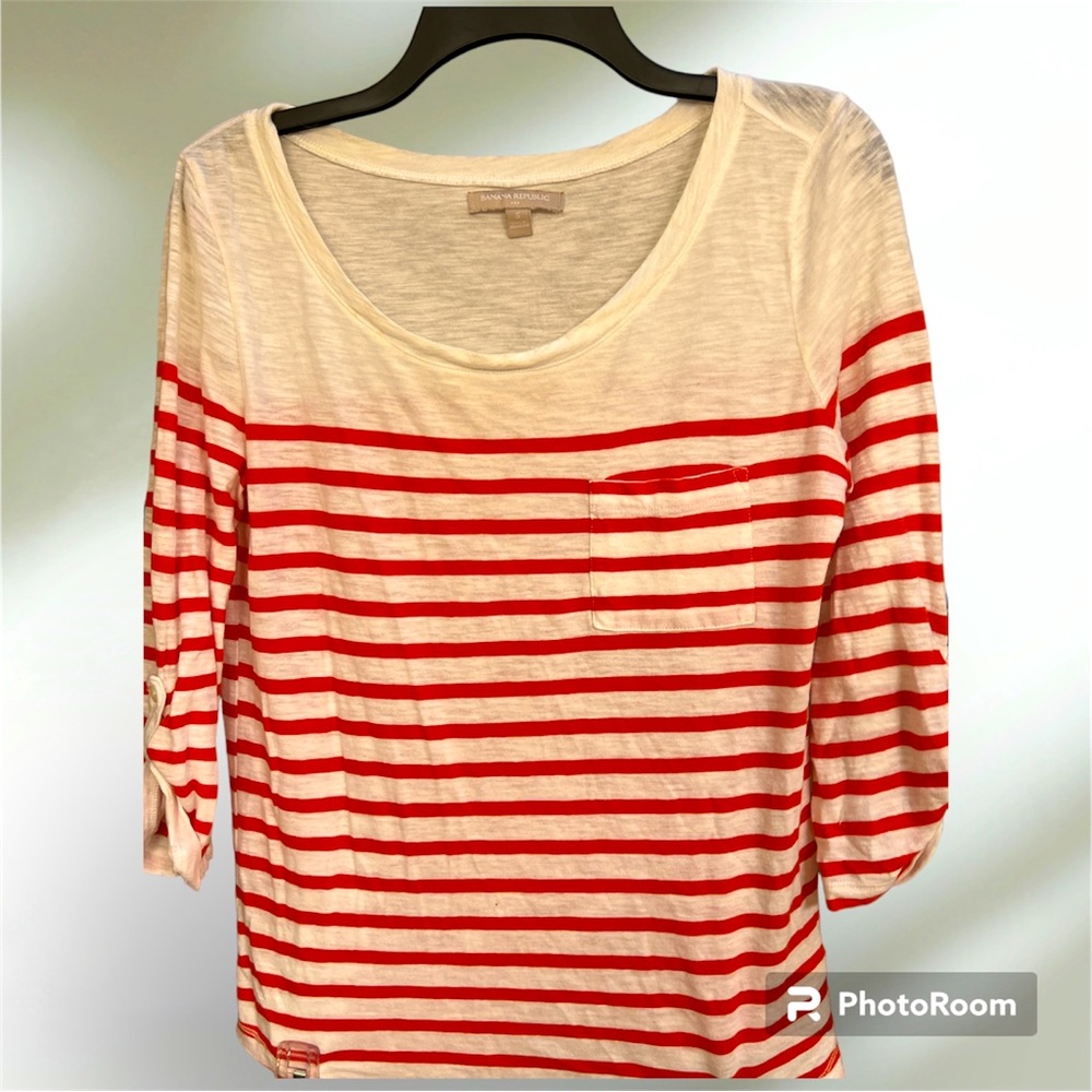 White and Red Striped Shirt Banana Republic Size Small